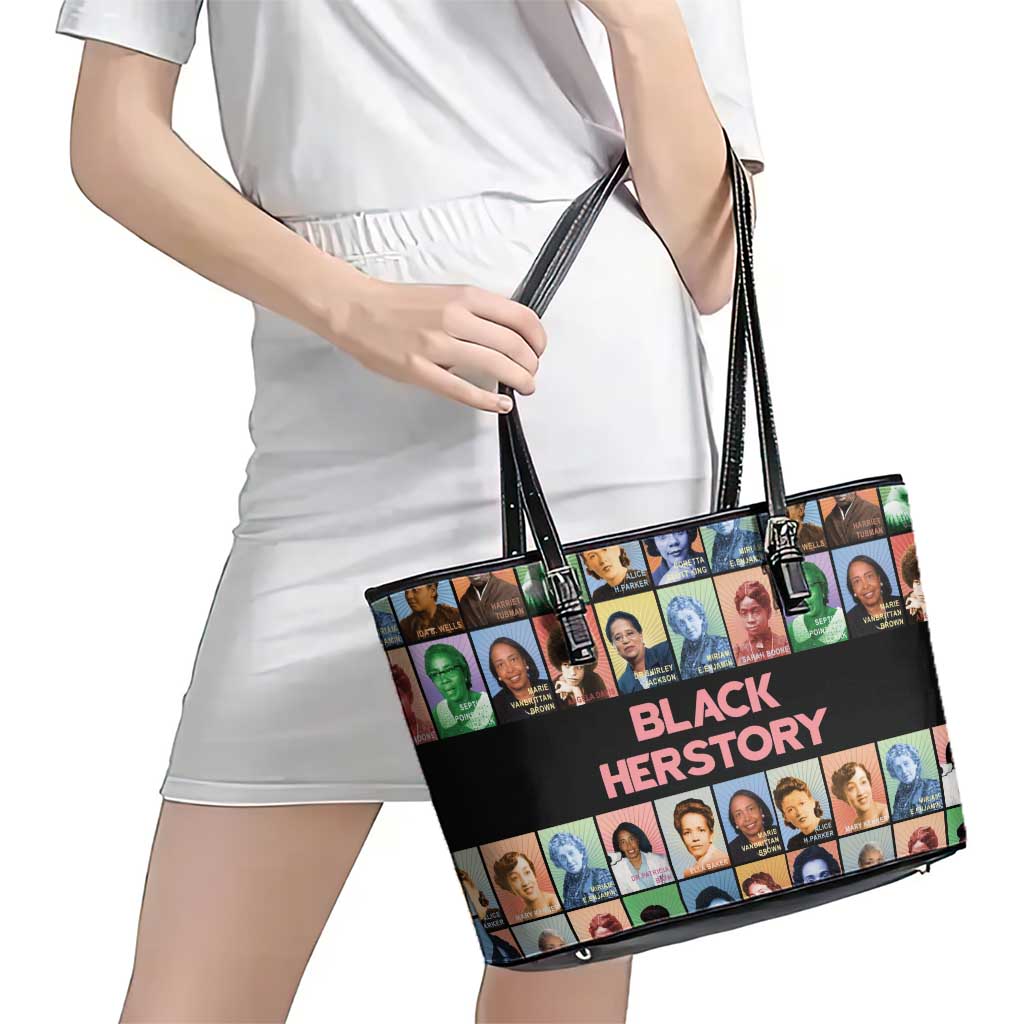 Black Herstory Leather Tote Bag The History Of African Women - Wonder Print Shop