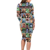 Black Herstory Long Sleeve Bodycon Dress The History Of African Women - Wonder Print Shop