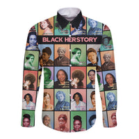 Black Herstory Long Sleeve Button Shirt The History Of African Women - Wonder Print Shop