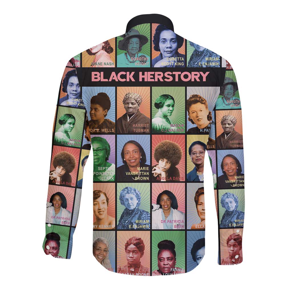 Black Herstory Long Sleeve Button Shirt The History Of African Women - Wonder Print Shop