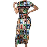 Black Herstory Short Sleeve Bodycon Dress The History Of African Women - Wonder Print Shop