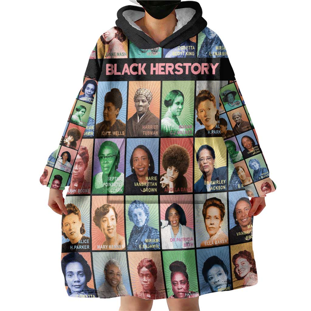Black Herstory Wearable Blanket Hoodie The History Of African Women - Wonder Print Shop