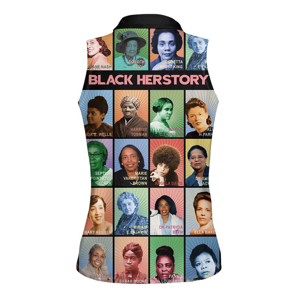 Black Herstory Women Sleeveless Polo Shirt The History Of African Women - Wonder Print Shop
