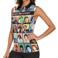 Black Herstory Women Sleeveless Polo Shirt The History Of African Women - Wonder Print Shop