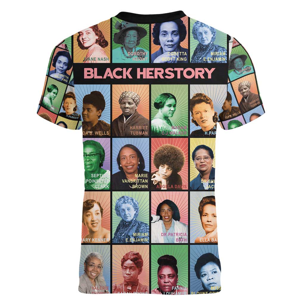 Black Herstory Women V-Neck T-Shirt The History Of African Women - Wonder Print Shop