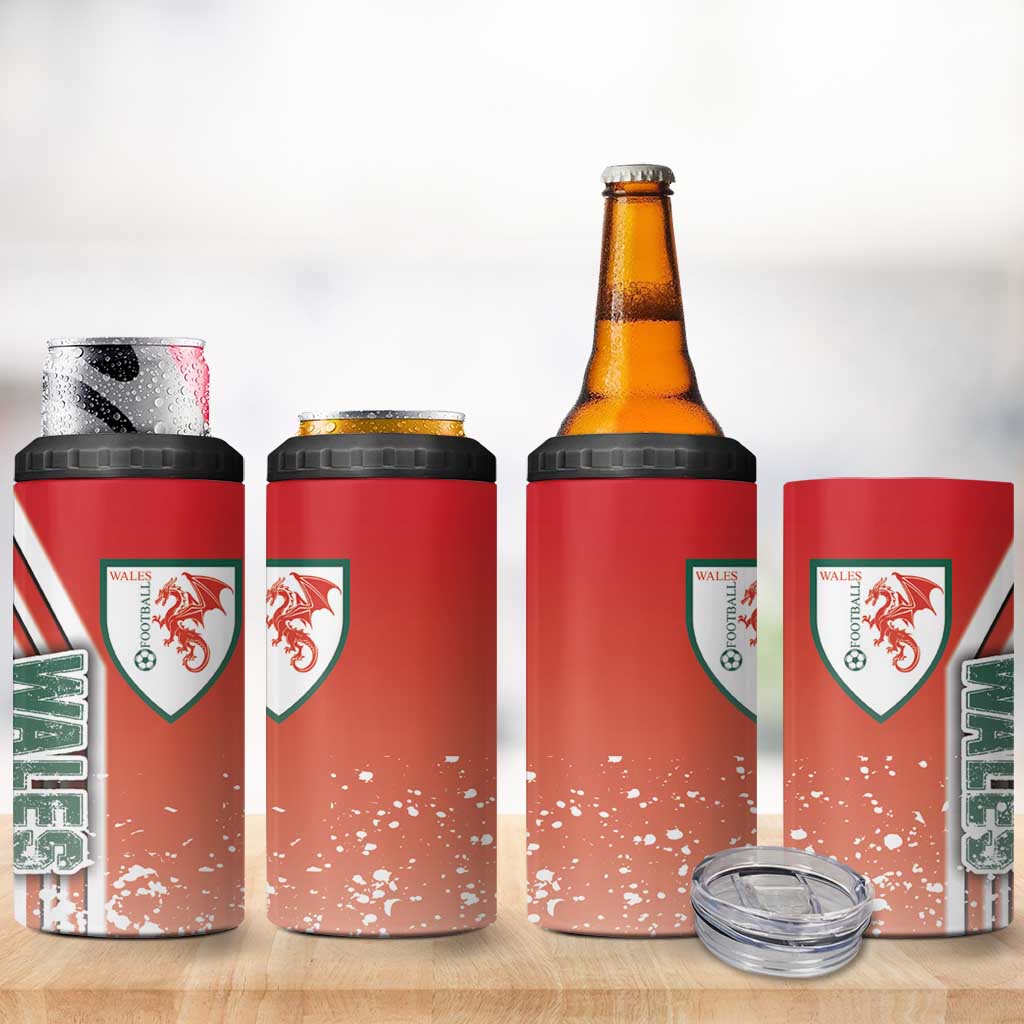 Wales Football 4 in 1 Can Cooler Tumbler The Dragons Soccer - Road To Champion