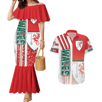 Wales Football Couples Matching Mermaid Dress and Hawaiian Shirt The Dragons Soccer - Road To Champion