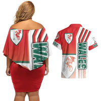 Wales Football Couples Matching Off Shoulder Short Dress and Hawaiian Shirt The Dragons Soccer - Road To Champion