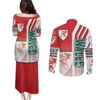 Wales Football Couples Matching Puletasi and Long Sleeve Button Shirt The Dragons Soccer - Road To Champion