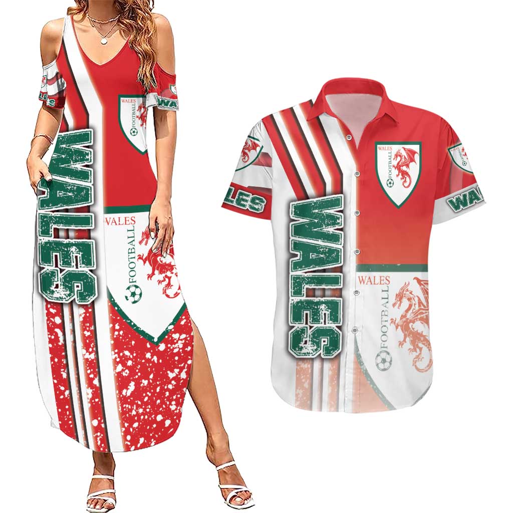 Wales Football Couples Matching Summer Maxi Dress and Hawaiian Shirt The Dragons Soccer - Road To Champion