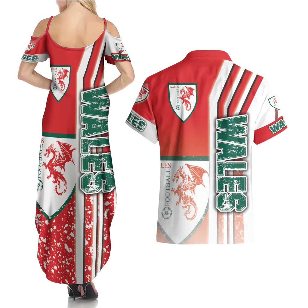 Wales Football Couples Matching Summer Maxi Dress and Hawaiian Shirt The Dragons Soccer - Road To Champion