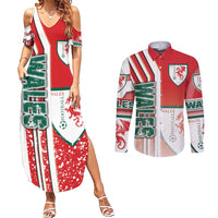 Wales Football Couples Matching Summer Maxi Dress and Long Sleeve Button Shirt The Dragons Soccer - Road To Champion
