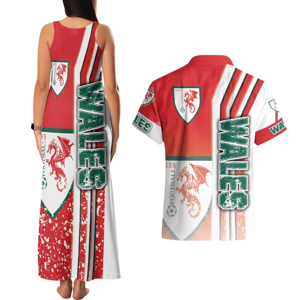 Wales Football Couples Matching Tank Maxi Dress and Hawaiian Shirt The Dragons Soccer - Road To Champion