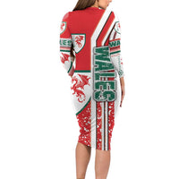 Wales Football Family Matching Long Sleeve Bodycon Dress and Hawaiian Shirt The Dragons Soccer - Road To Champion - Wonder Print Shop