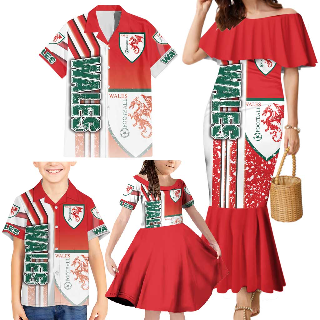 Wales Football Family Matching Mermaid Dress and Hawaiian Shirt The Dragons Soccer - Road To Champion - Wonder Print Shop