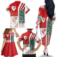 Wales Football Family Matching Off The Shoulder Long Sleeve Dress and Hawaiian Shirt The Dragons Soccer - Road To Champion