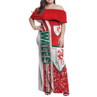 Wales Football Family Matching Off Shoulder Maxi Dress and Hawaiian Shirt The Dragons Soccer - Road To Champion - Wonder Print Shop