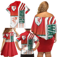 Wales Football Family Matching Off Shoulder Short Dress and Hawaiian Shirt The Dragons Soccer - Road To Champion - Wonder Print Shop