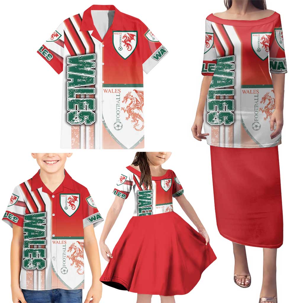 Wales Football Family Matching Puletasi and Hawaiian Shirt The Dragons Soccer - Road To Champion