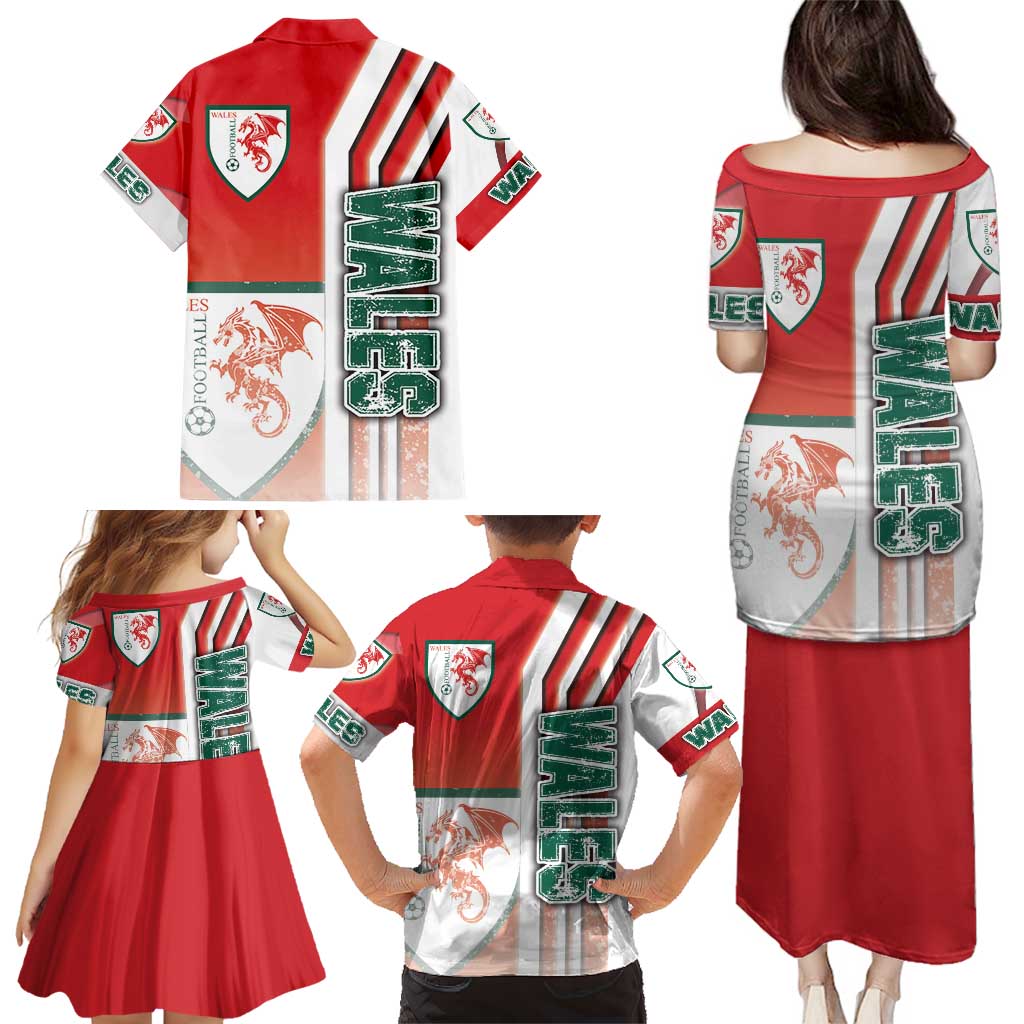 Wales Football Family Matching Puletasi and Hawaiian Shirt The Dragons Soccer - Road To Champion