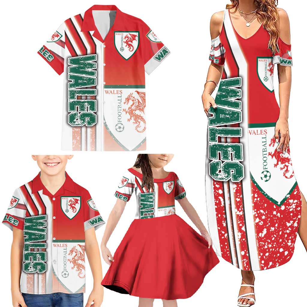 Wales Football Family Matching Summer Maxi Dress and Hawaiian Shirt The Dragons Soccer - Road To Champion - Wonder Print Shop