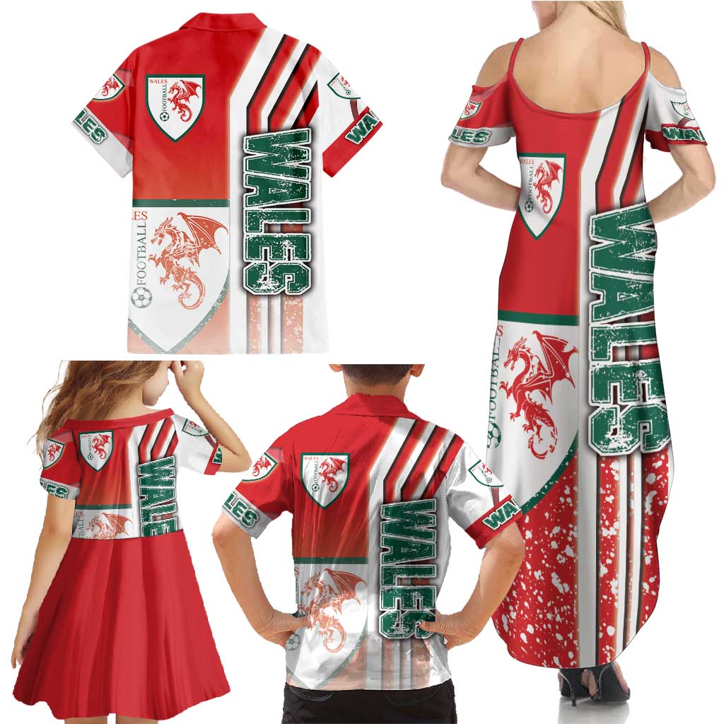 Wales Football Family Matching Summer Maxi Dress and Hawaiian Shirt The Dragons Soccer - Road To Champion - Wonder Print Shop
