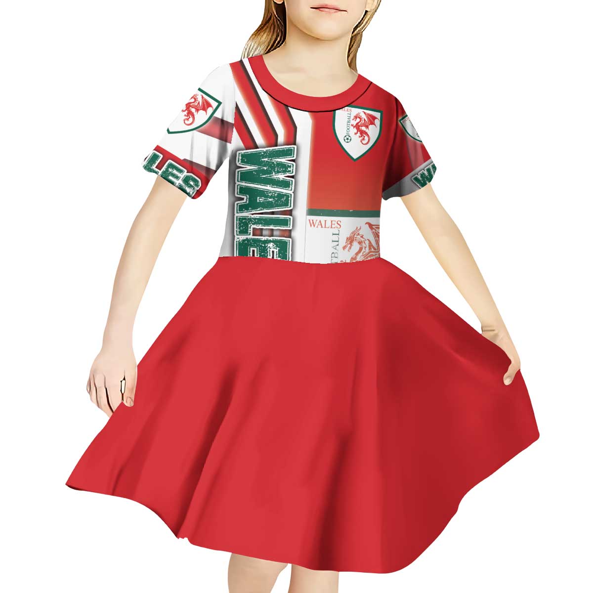 Wales Football Kid Short Sleeve Dress The Dragons Soccer - Road To Champion - Wonder Print Shop