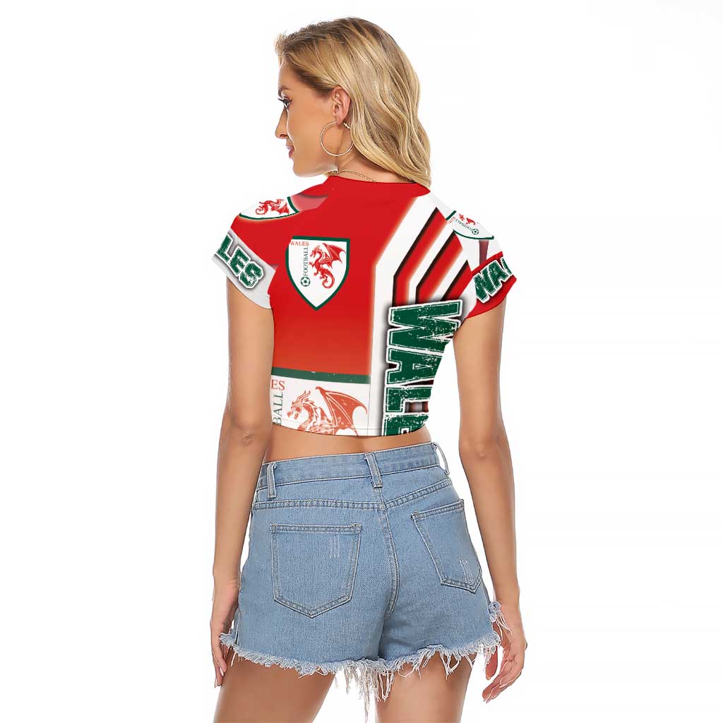 Wales Football Raglan Cropped T Shirt The Dragons Soccer - Road To Champion - Wonder Print Shop