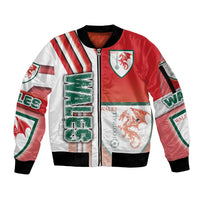 Wales Football Sleeve Zip Bomber Jacket The Dragons Soccer - Road To Champion - Wonder Print Shop