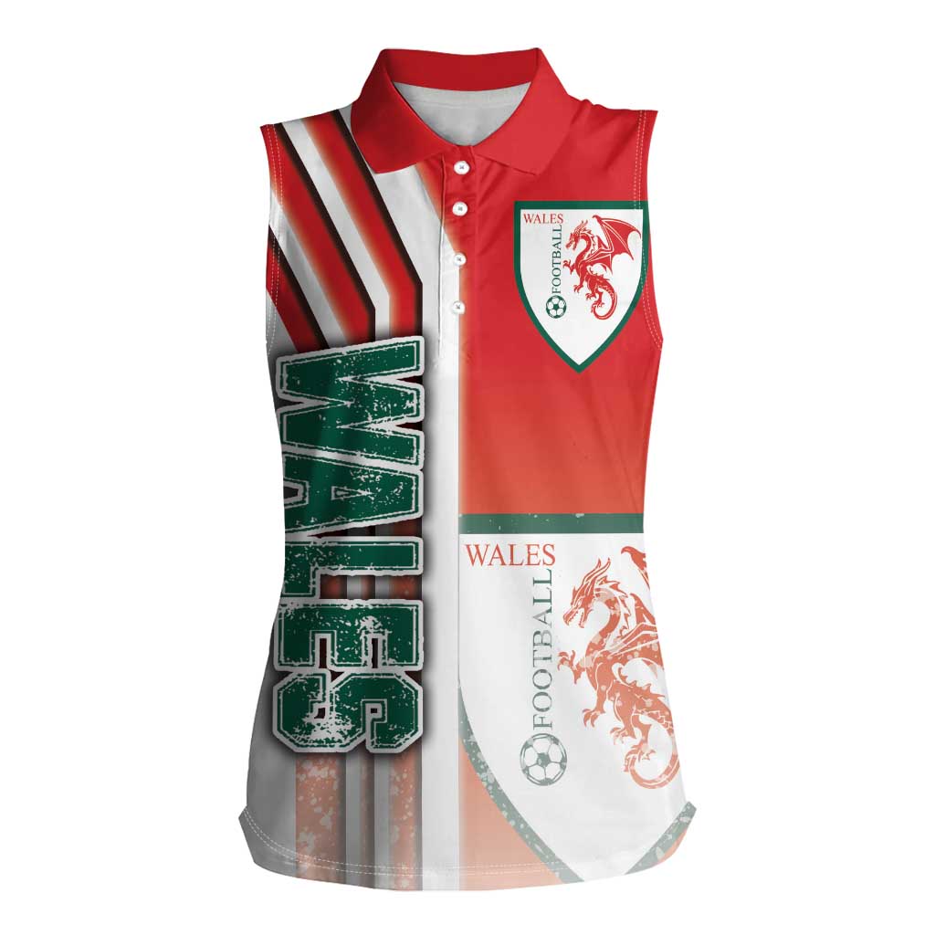 Wales Football Women Sleeveless Polo Shirt The Dragons Soccer - Road To Champion - Wonder Print Shop