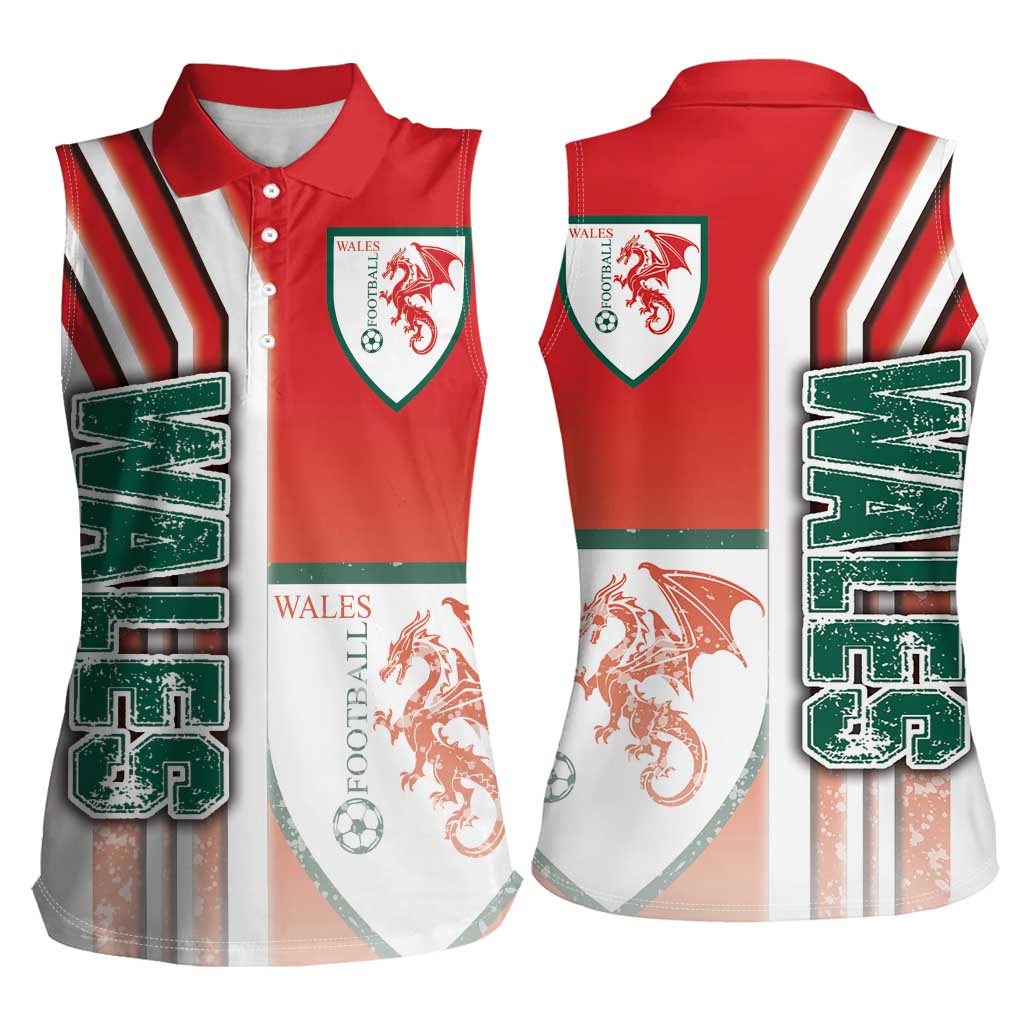 Wales Football Women Sleeveless Polo Shirt The Dragons Soccer - Road To Champion - Wonder Print Shop
