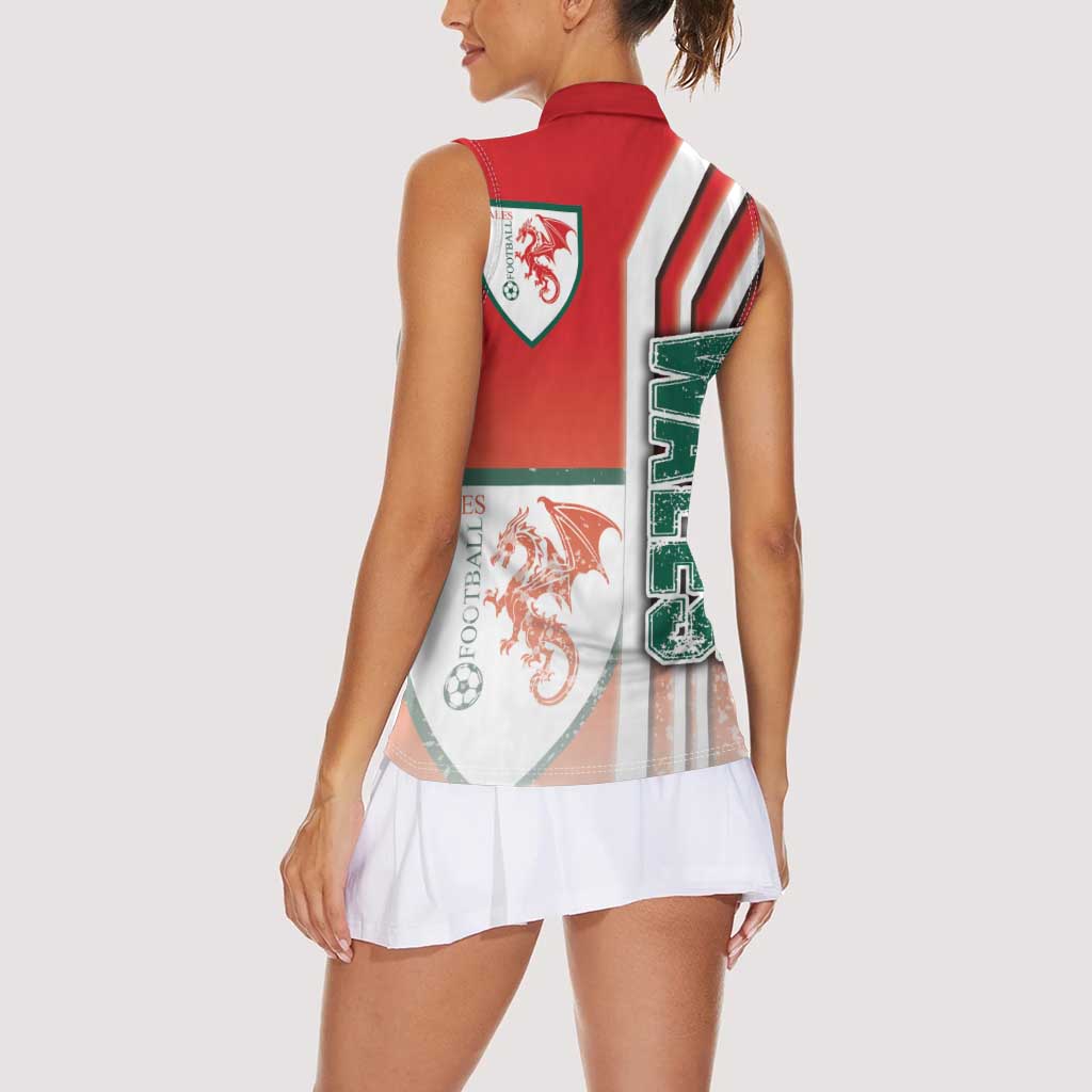 Wales Football Women Sleeveless Polo Shirt The Dragons Soccer - Road To Champion - Wonder Print Shop