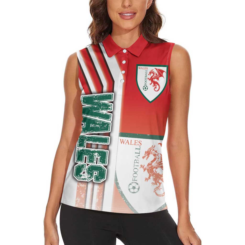 Wales Football Women Sleeveless Polo Shirt The Dragons Soccer - Road To Champion - Wonder Print Shop