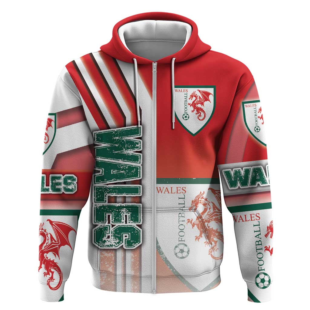 Wales Football Zip Hoodie The Dragons Soccer - Road To Champion - Wonder Print Shop