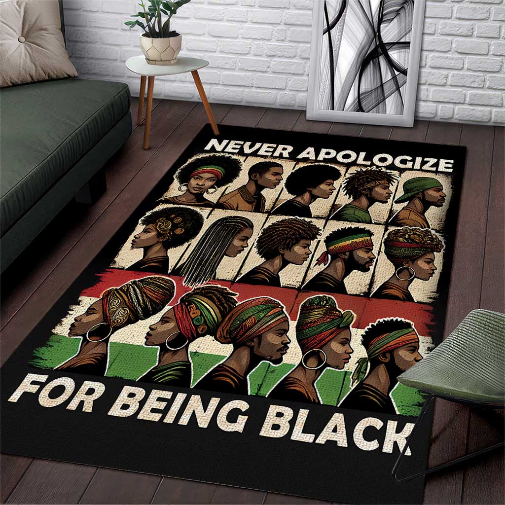 Never Apologize for Being Proudly Black Area Rug African Human - Wonder Print Shop