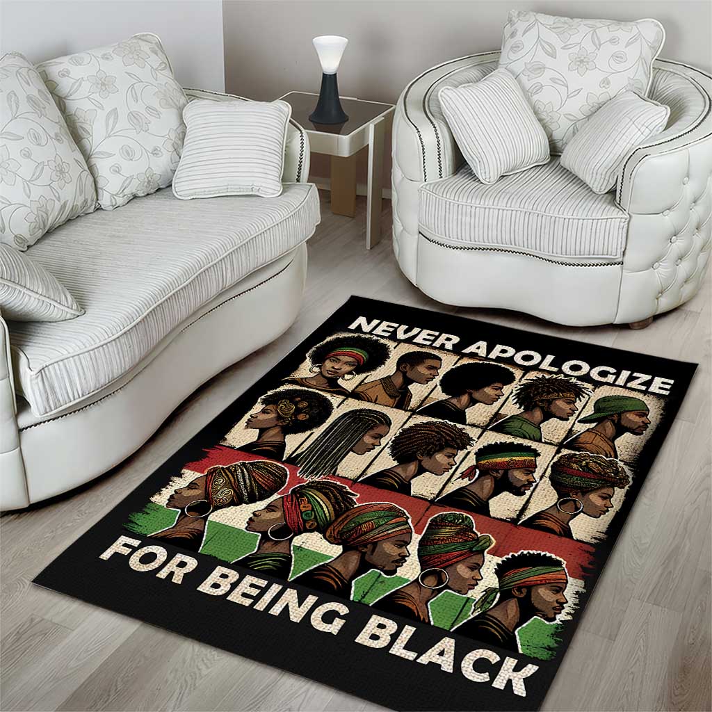 Never Apologize for Being Proudly Black Area Rug African Human - Wonder Print Shop