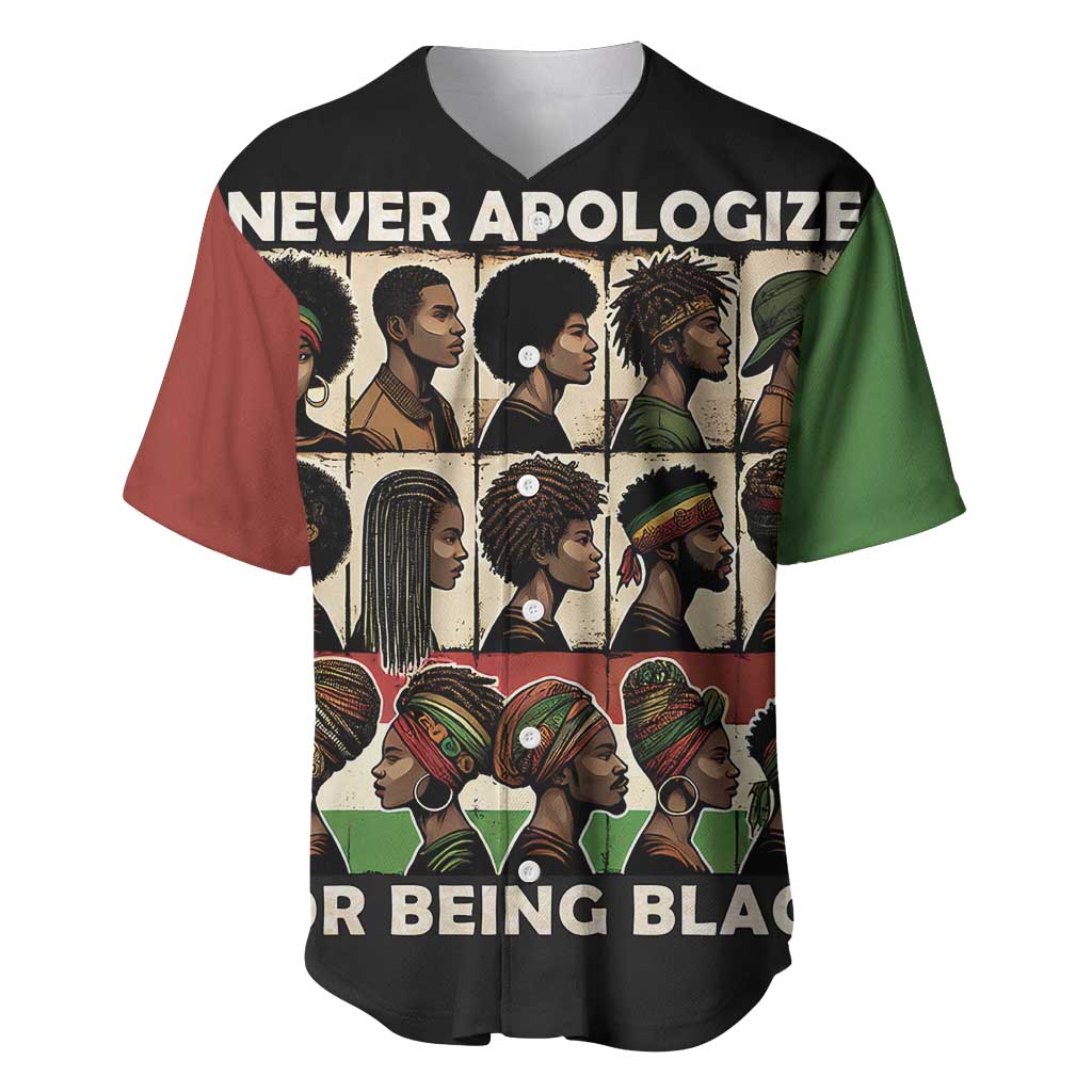 Never Apologize for Being Proudly Black Baseball Jersey African Human - Wonder Print Shop