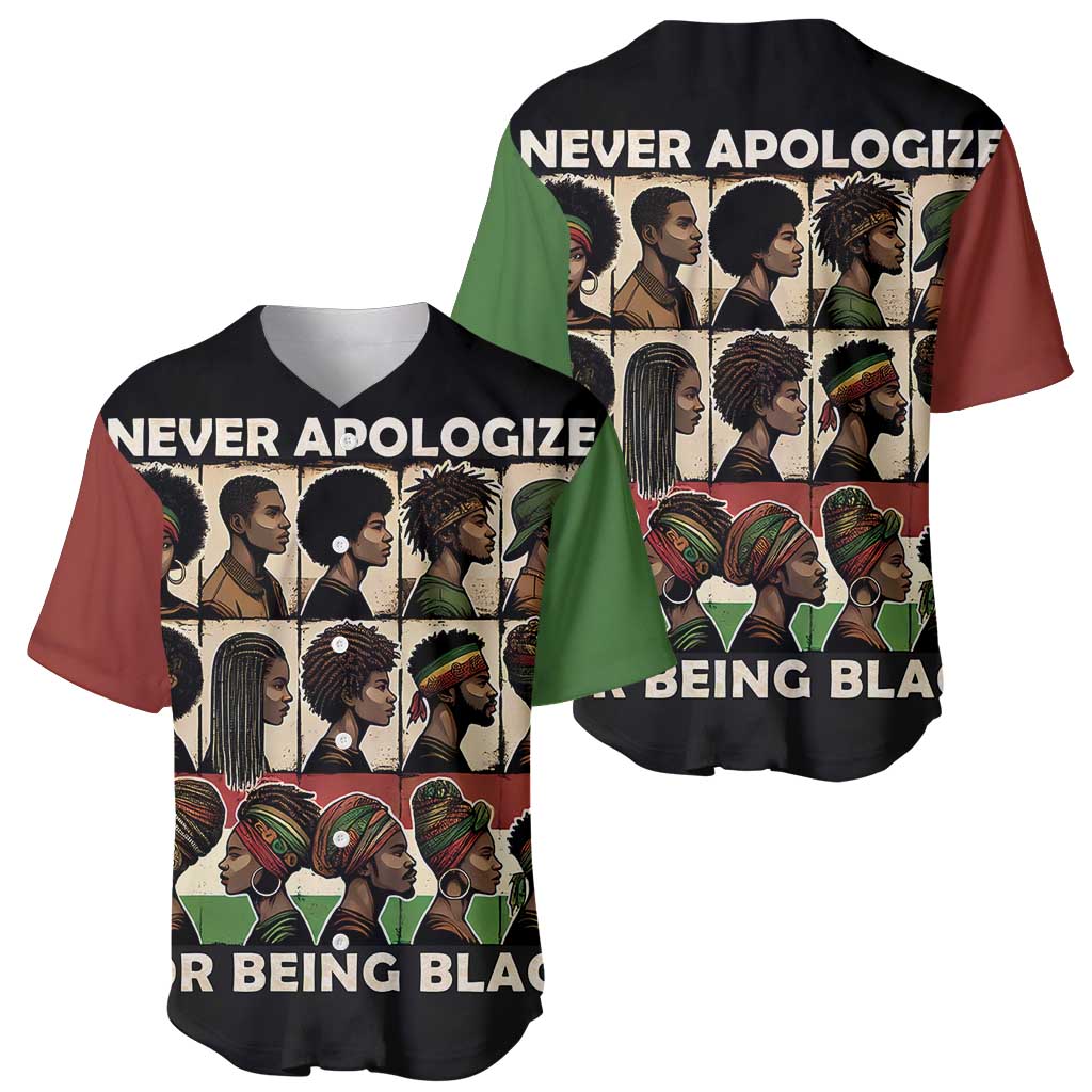 Never Apologize for Being Proudly Black Baseball Jersey African Human - Wonder Print Shop