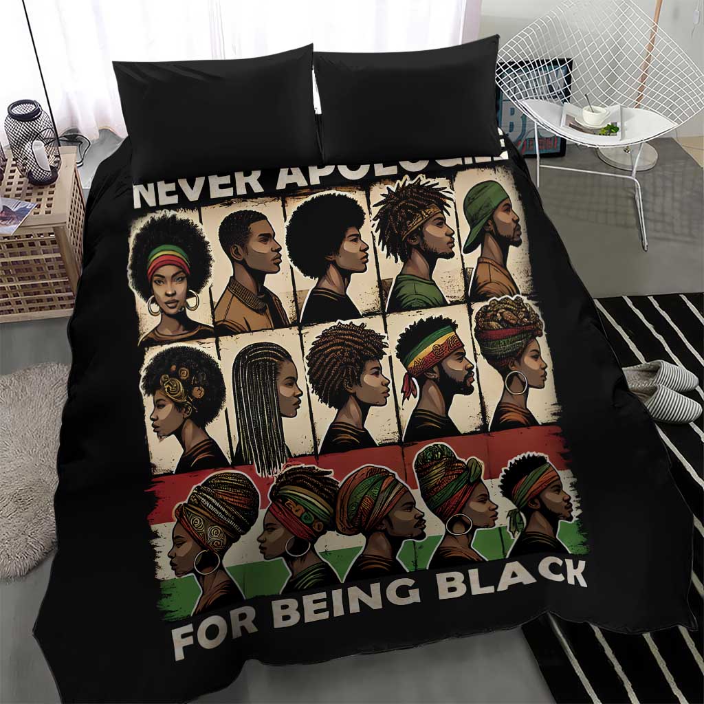 Never Apologize for Being Proudly Black Bedding Set African Human - Wonder Print Shop