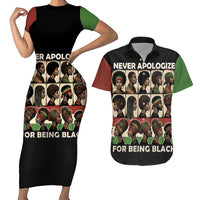 Never Apologize for Being Proudly Black Couples Matching Short Sleeve Bodycon Dress and Hawaiian Shirt African Human - Wonder Print Shop