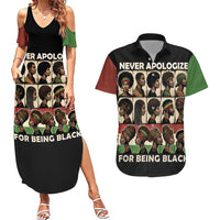 Never Apologize for Being Proudly Black Couples Matching Summer Maxi Dress and Hawaiian Shirt African Human - Wonder Print Shop