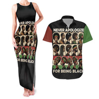 Never Apologize for Being Proudly Black Couples Matching Tank Maxi Dress and Hawaiian Shirt African Human - Wonder Print Shop
