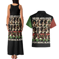 Never Apologize for Being Proudly Black Couples Matching Tank Maxi Dress and Hawaiian Shirt African Human - Wonder Print Shop