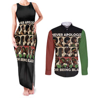 Never Apologize for Being Proudly Black Couples Matching Tank Maxi Dress and Long Sleeve Button Shirt African Human - Wonder Print Shop