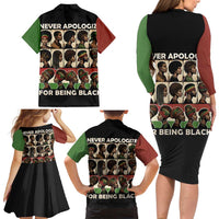Never Apologize for Being Proudly Black Family Matching Long Sleeve Bodycon Dress and Hawaiian Shirt African Human - Wonder Print Shop