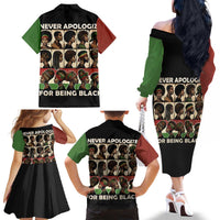 Never Apologize for Being Proudly Black Family Matching Off The Shoulder Long Sleeve Dress and Hawaiian Shirt African Human - Wonder Print Shop