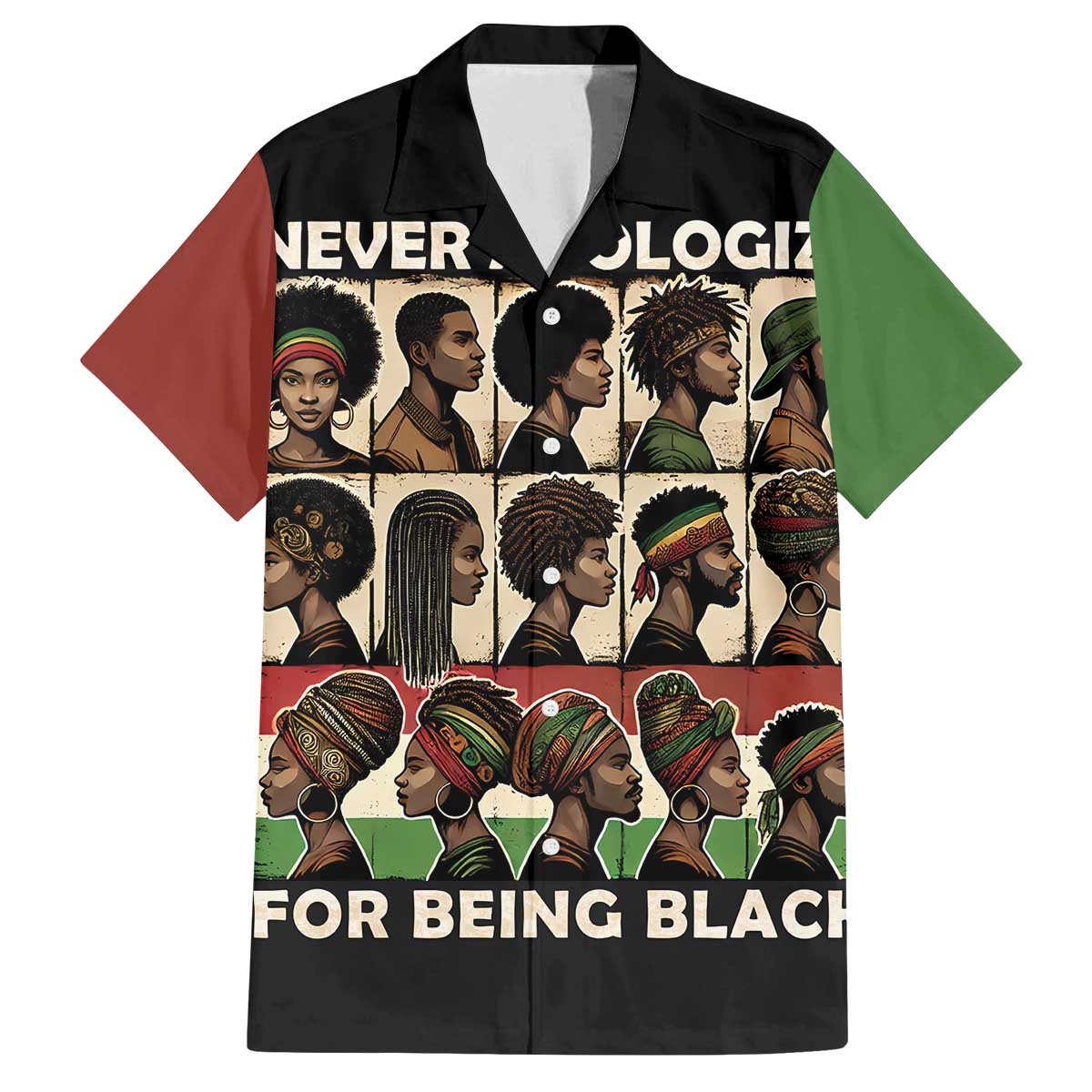 Never Apologize for Being Proudly Black Family Matching Off The Shoulder Long Sleeve Dress and Hawaiian Shirt African Human - Wonder Print Shop