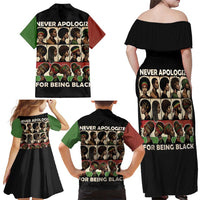 Never Apologize for Being Proudly Black Family Matching Off Shoulder Maxi Dress and Hawaiian Shirt African Human - Wonder Print Shop