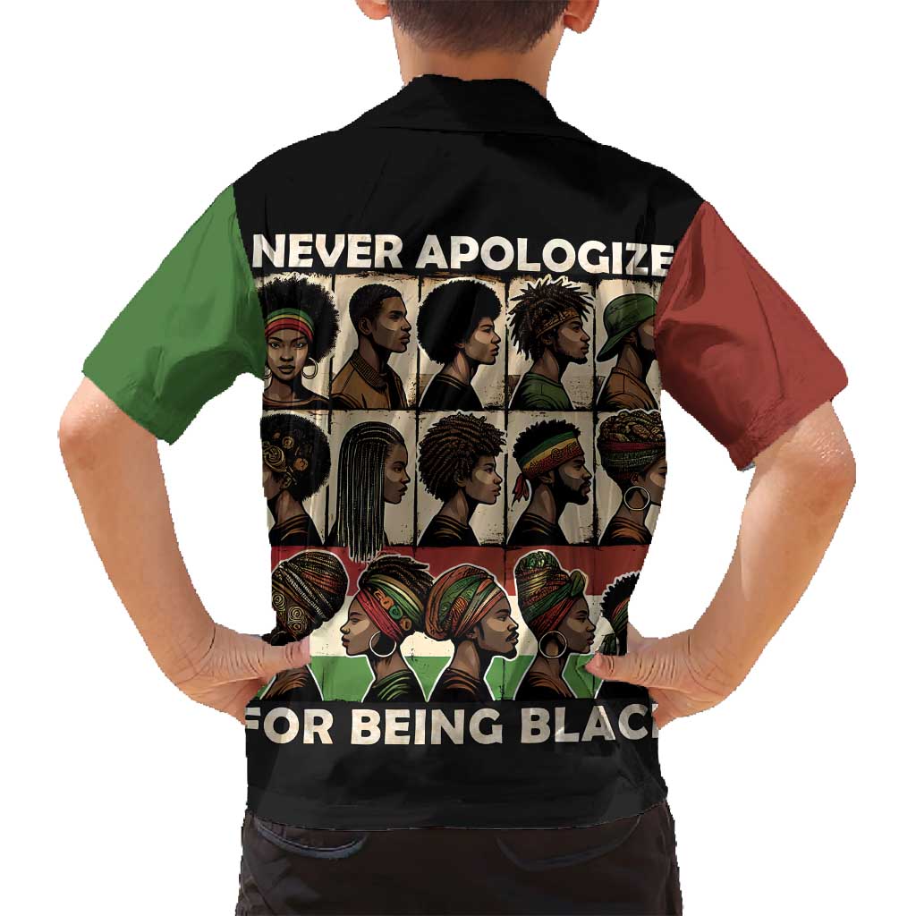 Never Apologize for Being Proudly Black Family Matching Off Shoulder Short Dress and Hawaiian Shirt African Human - Wonder Print Shop