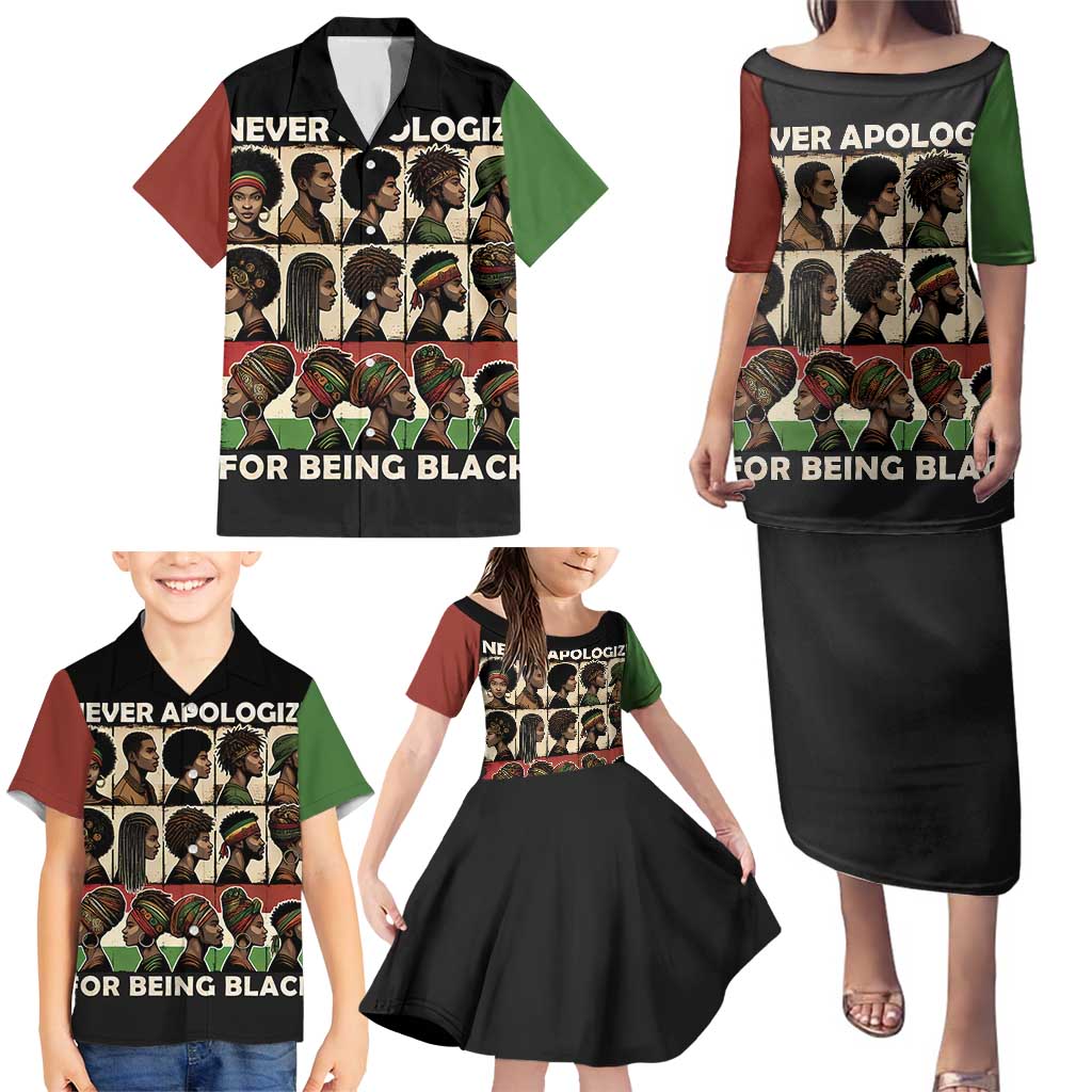 Never Apologize for Being Proudly Black Family Matching Puletasi and Hawaiian Shirt African Human - Wonder Print Shop